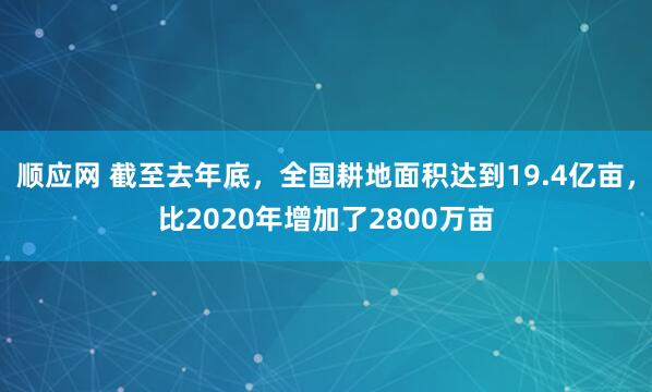 顺应网 截至去年底，全国耕地面积达到19.4亿亩，比2020年增加了2800万亩